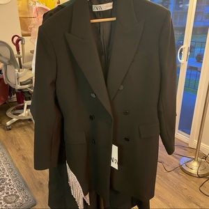 Zara rhinestone fringe blazer dress L